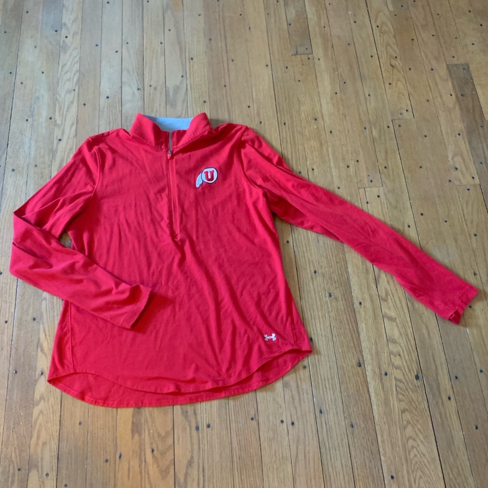 Like new UA red collegiate quarter zip top